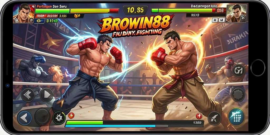 Screenshot BROWIN88 menunjukkan aksi pertarungan yang intens dan grafis yang memukau.