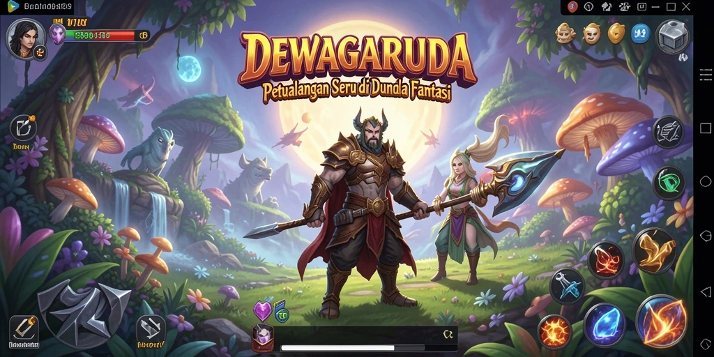 Screenshot permainan DEWAGARUDA menampilkan petualangan seru di dunia fantastis.