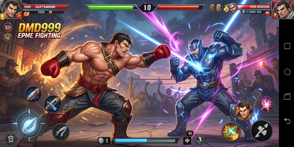 Tampilan gameplay DMD999 beraksi dalam pertarungan seru dan dinamis.