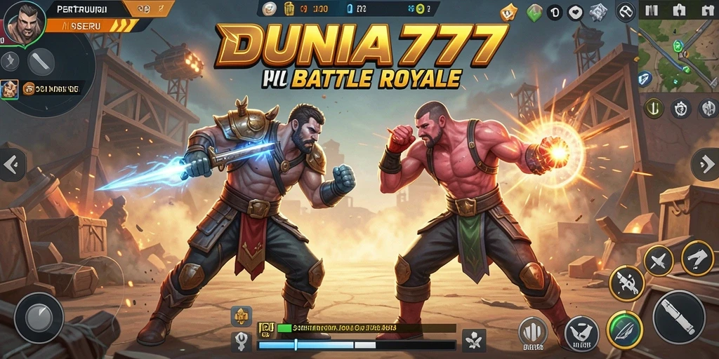 Tampilan gameplay DUNIA777 yang mendebarkan dalam pertempuran Battle Royale.