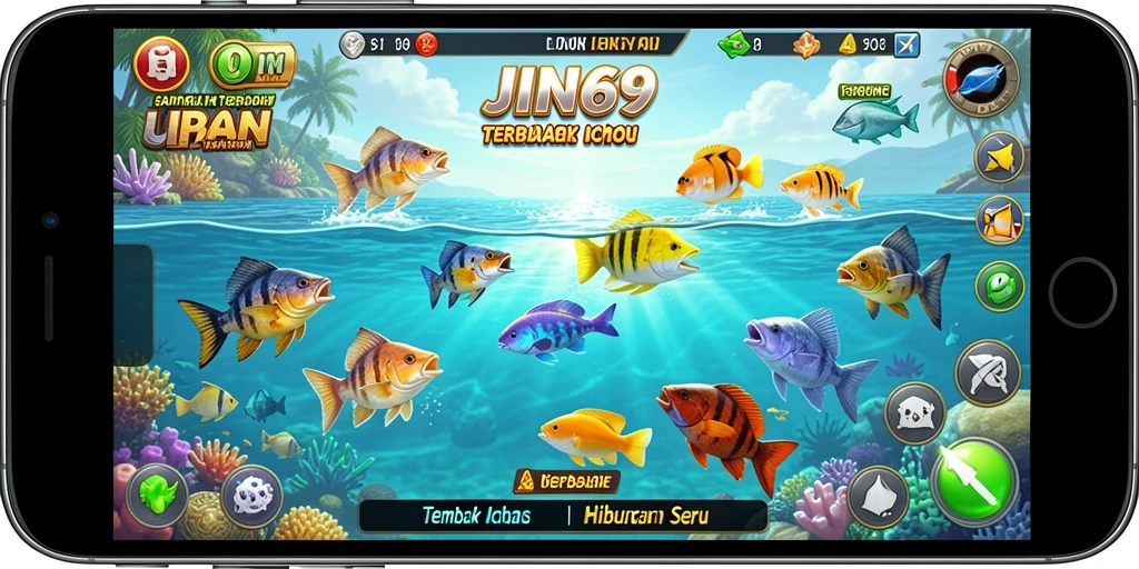 Screenshot gameplay JIN69 dengan aksi menembak ikan yang seru.