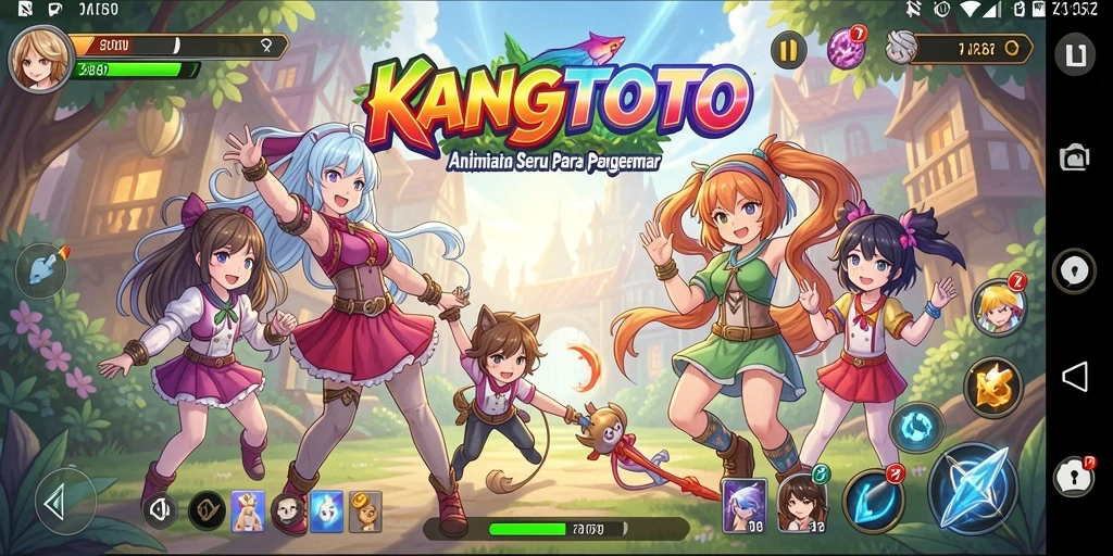 Screenshot gameplay KANGTOTO yang menampilkan karakter Anime menarik.