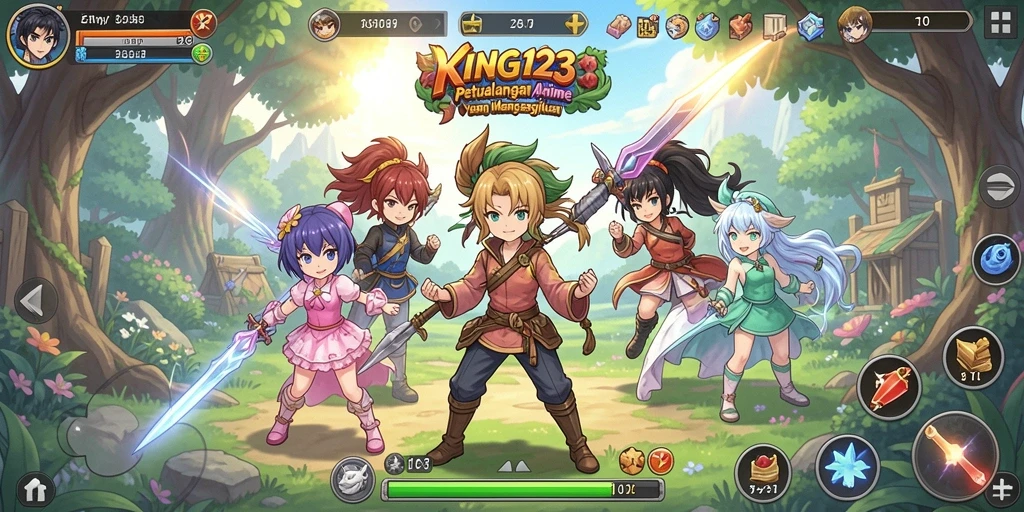 Tampilan seru dari gameplay <strong>KING123</strong> yang menampilkan karakter anime yang menawan.