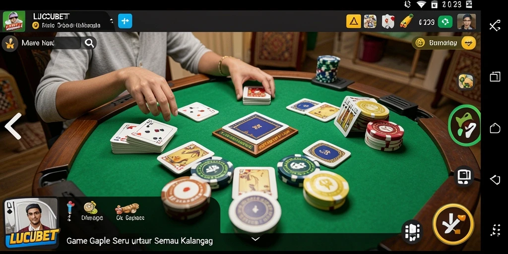 Screenshot LUCUBET menampilkan gameplay Gaple yang seru dan menarik.