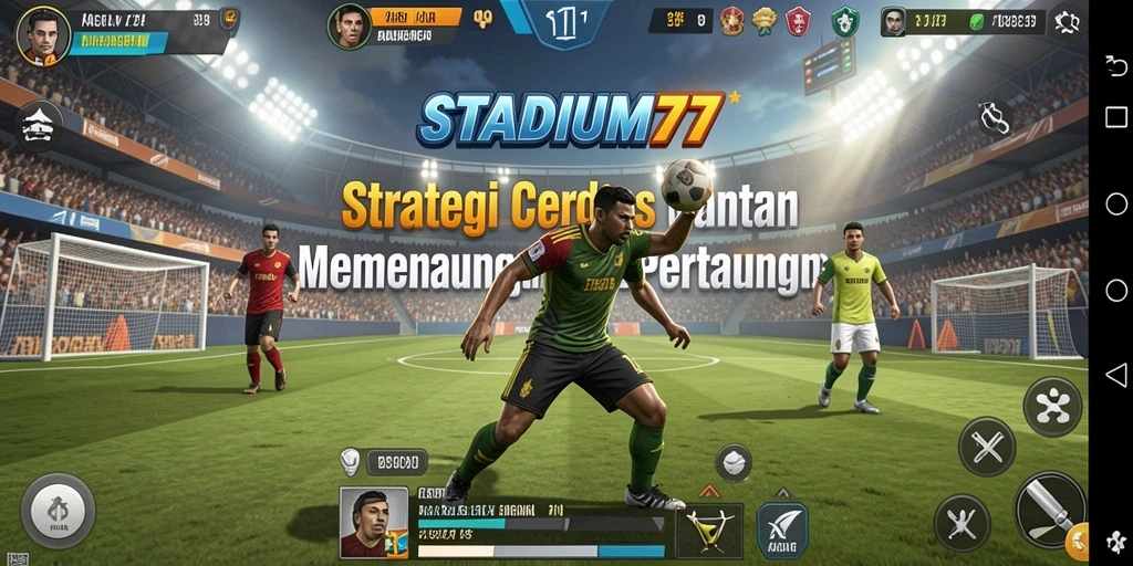 Tangkapan layar gameplay STADIUM77 yang menampilkan pertempuran strategis.